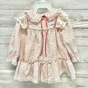 Vintage Bryan Heart Print ruffle lace dress